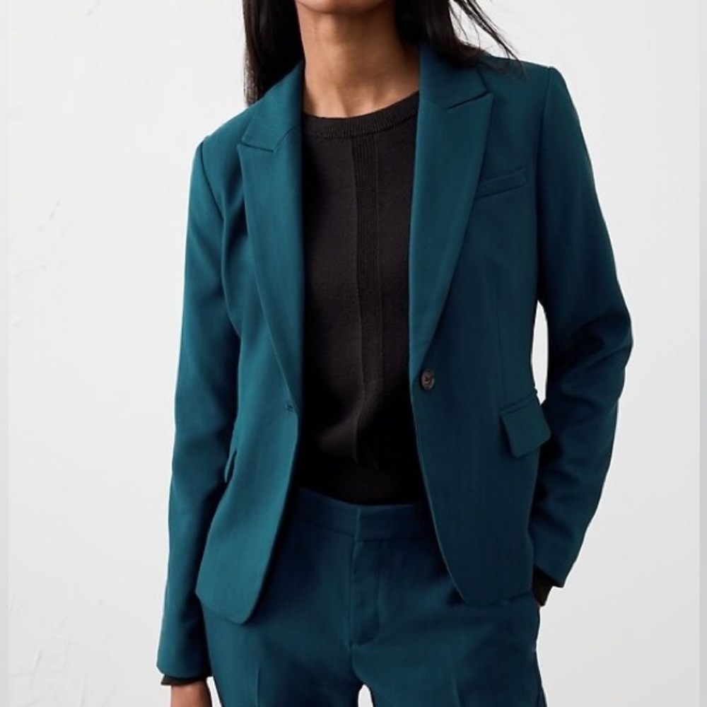 Banana Republic Classic Herringbone Teal 8 Tall Women's Blazer
